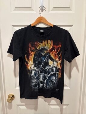 Caballo Men's M Black Skull Graphic Print Short Sleeve Crew Neck T-Shirt